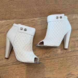 Chinese Laundry White Quilted Peep-Toe High Heel Booties